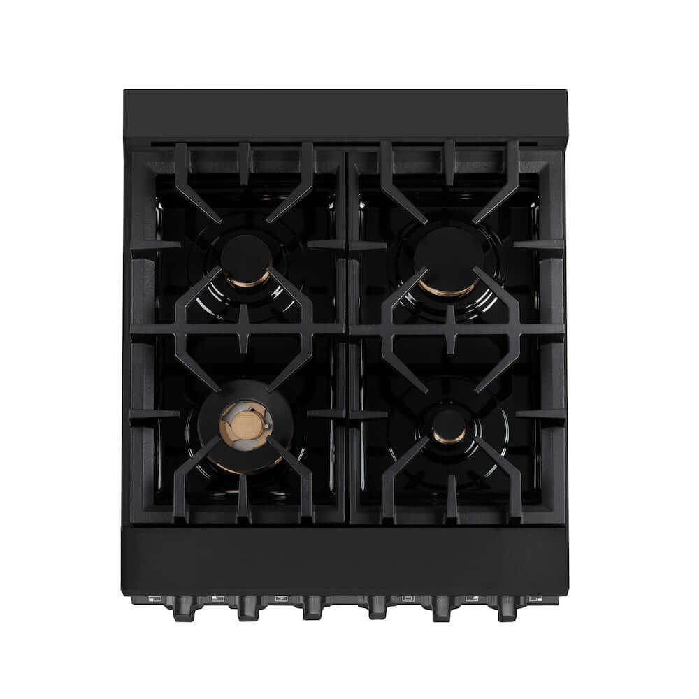 ZLINE 24 in. Professional Dual Fuel Range in Black Stainless Steel with Brass Burners (RAB-BR-24)