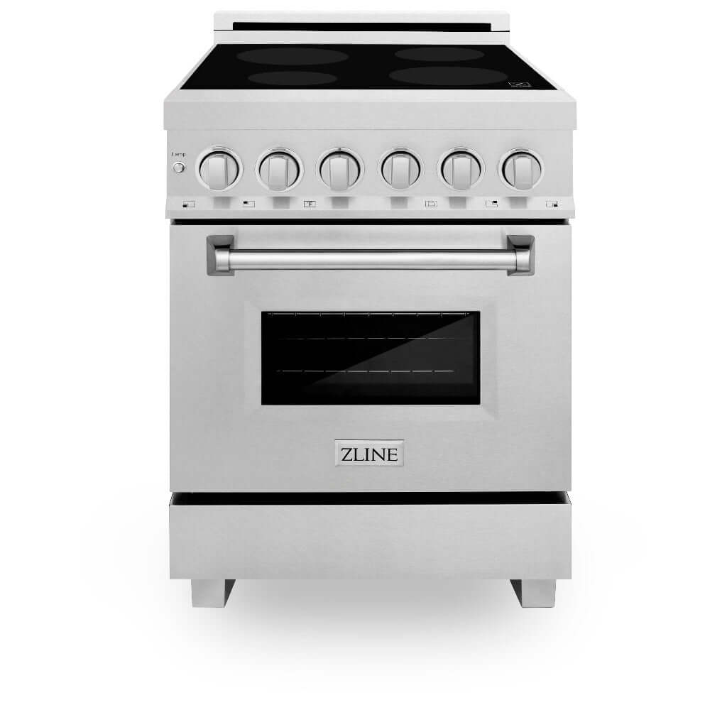 ZLINE 24 in. 2.8 cu. ft. Induction Range with a 4 Element Stove and Electric Oven in Fingerprint Resistant Stainless Steel (RAINDS-SN-24)