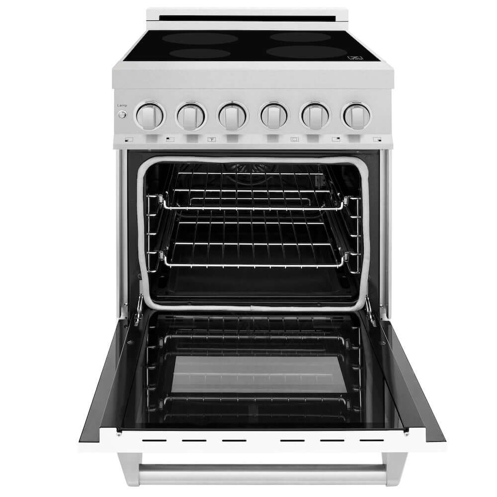 ZLINE 24 in. 2.8 cu. ft. Induction Range with a 4 Element Stove and Electric Oven in White Matte (RAINDS-WM-24)