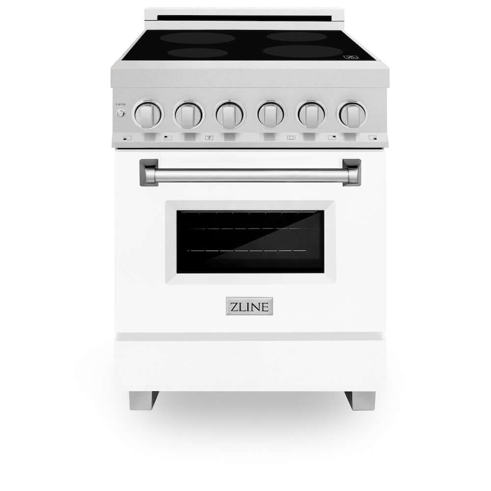 ZLINE 24 in. 2.8 cu. ft. Induction Range with a 4 Element Stove and Electric Oven in White Matte (RAINDS-WM-24)