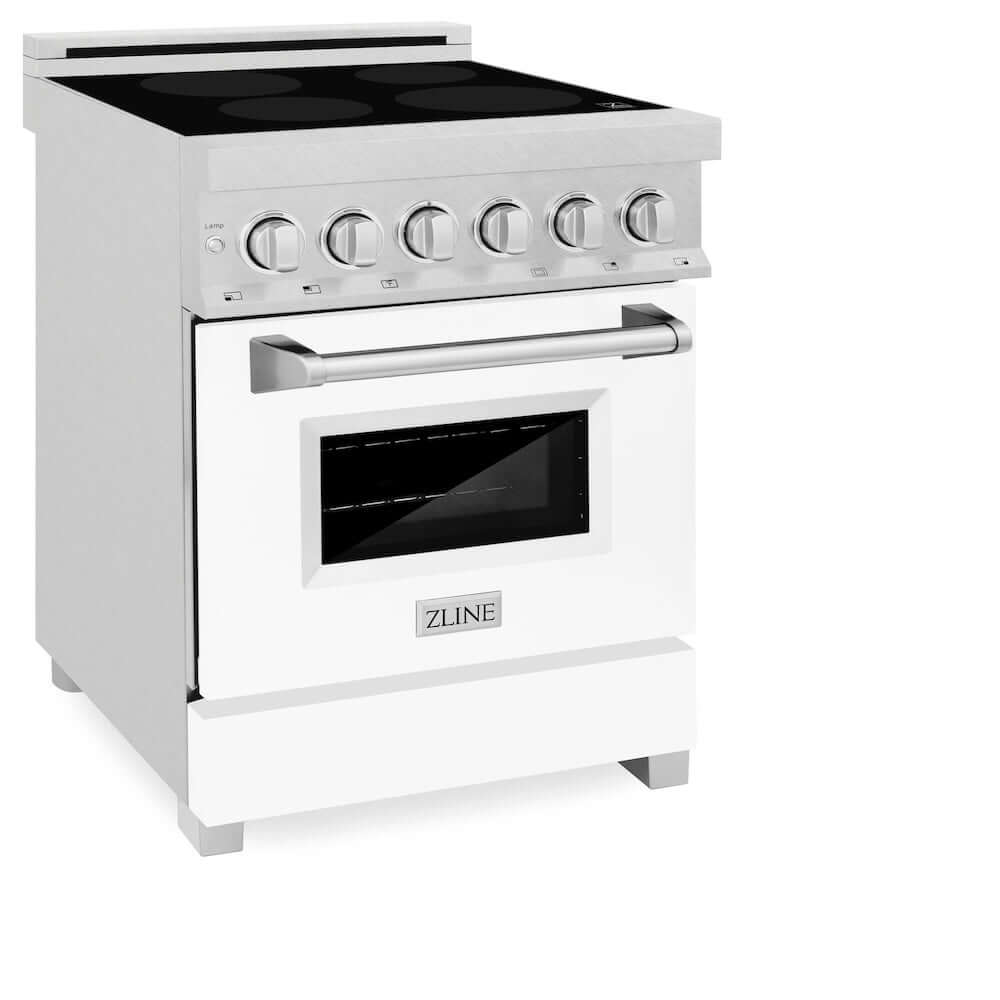 ZLINE 24 in. 2.8 cu. ft. Induction Range with a 4 Element Stove and Electric Oven in White Matte (RAINDS-WM-24)