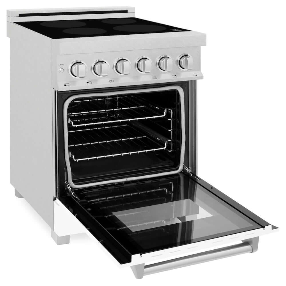 ZLINE 24 in. 2.8 cu. ft. Induction Range with a 4 Element Stove and Electric Oven in White Matte (RAINDS-WM-24)