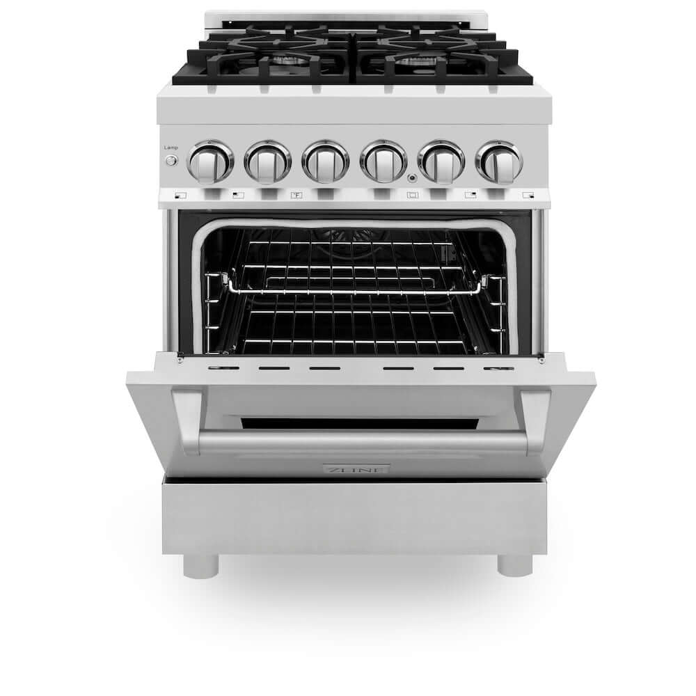 ZLINE 24 in. 2.8 cu. ft. Dual Fuel Range with Gas Stove and Electric Oven in Stainless Steel (RA24)