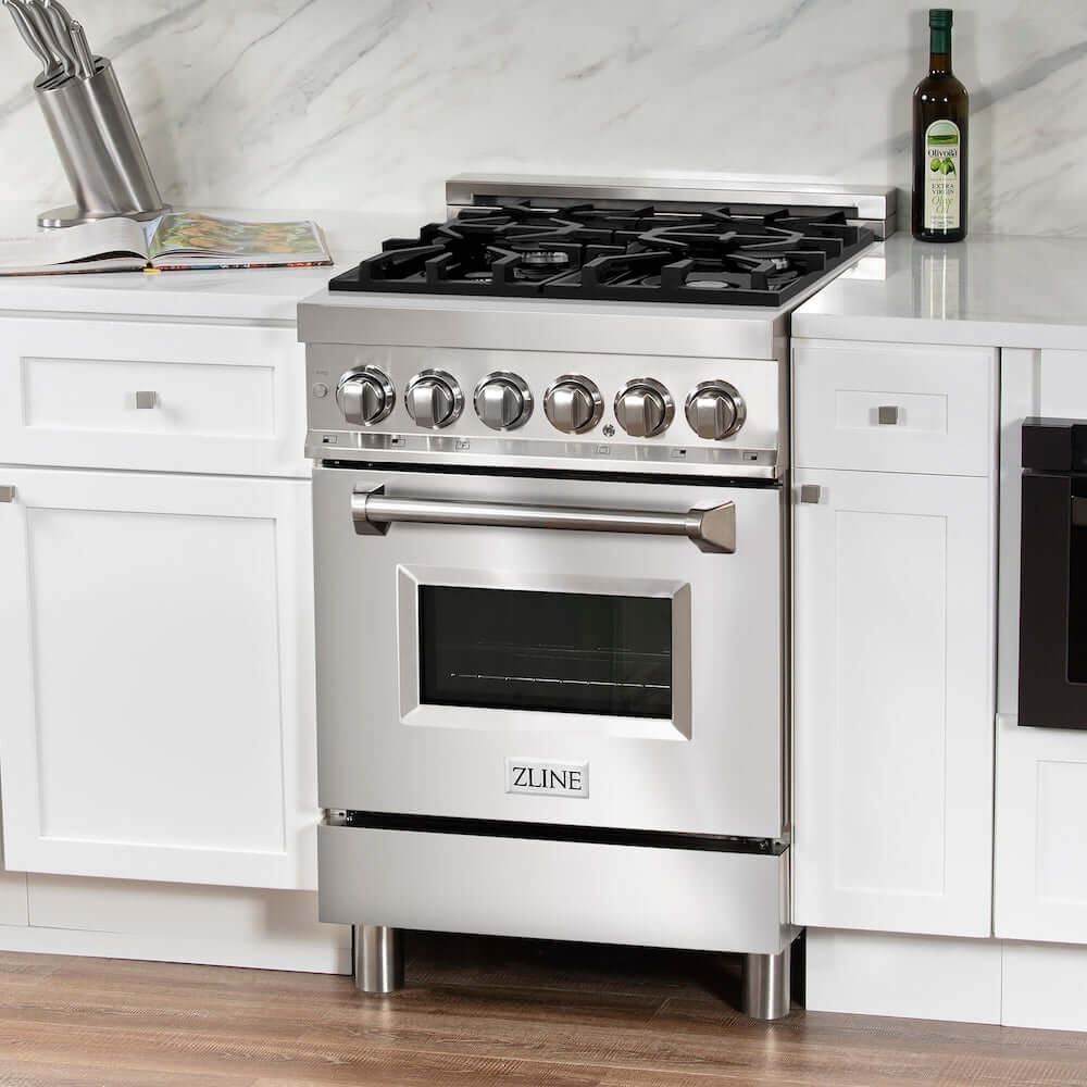 ZLINE 24 in. 2.8 cu. ft. Dual Fuel Range with Gas Stove and Electric Oven in Stainless Steel (RA24)