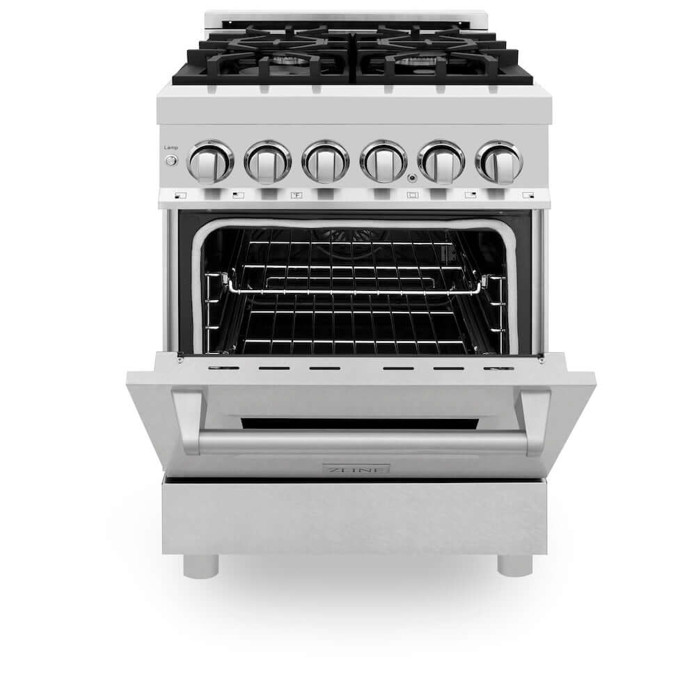 ZLINE 24 in. 2.8 cu. ft. Dual Fuel Range with Gas Stove and Electric Oven in Fingerprint Resistant Stainless Steel (RA-SN-24)