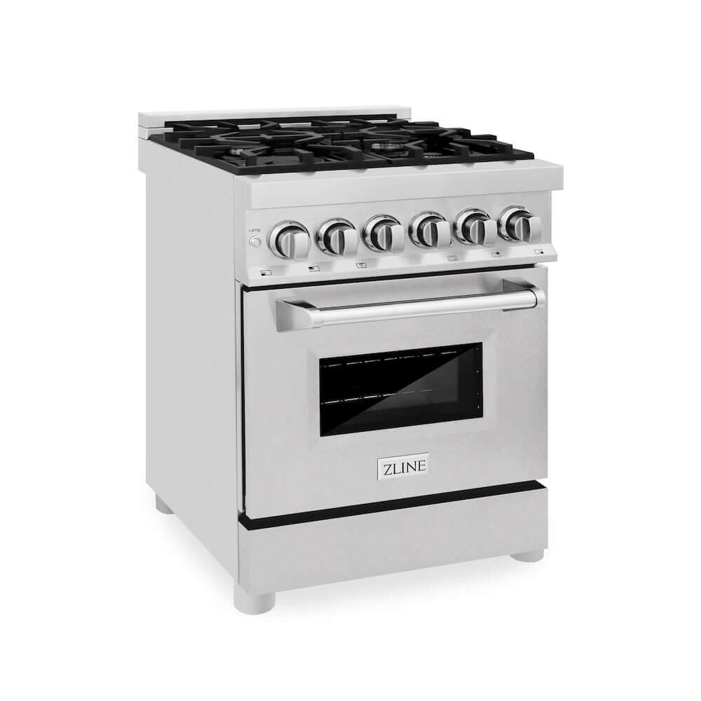ZLINE 24 in. 2.8 cu. ft. Dual Fuel Range with Gas Stove and Electric Oven in Fingerprint Resistant Stainless Steel (RA-SN-24)