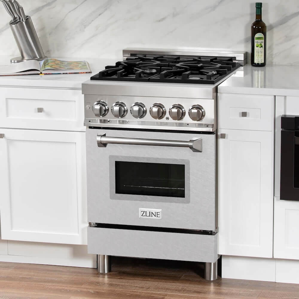 ZLINE 24 in. 2.8 cu. ft. Dual Fuel Range with Gas Stove and Electric Oven in Fingerprint Resistant Stainless Steel (RA-SN-24)