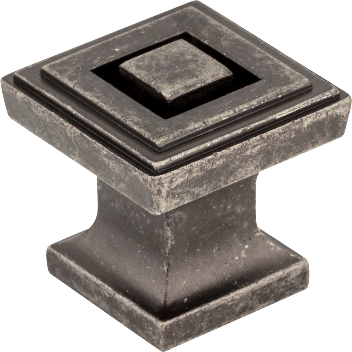 Square Delmar Cabinet Knob by Jeffrey Alexander - Distressed Pewter