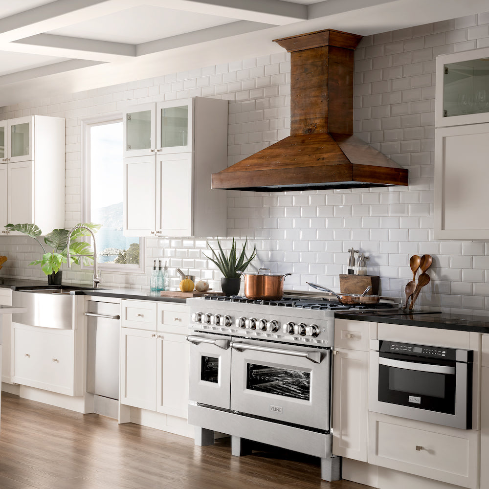 ZLINE 48 in. 6.0 cu. ft. Dual Fuel Range with Gas Stove and Electric Oven in Fingerprint Resistant Stainless Steel and Brass Burners (RAS-SN-BR-48)