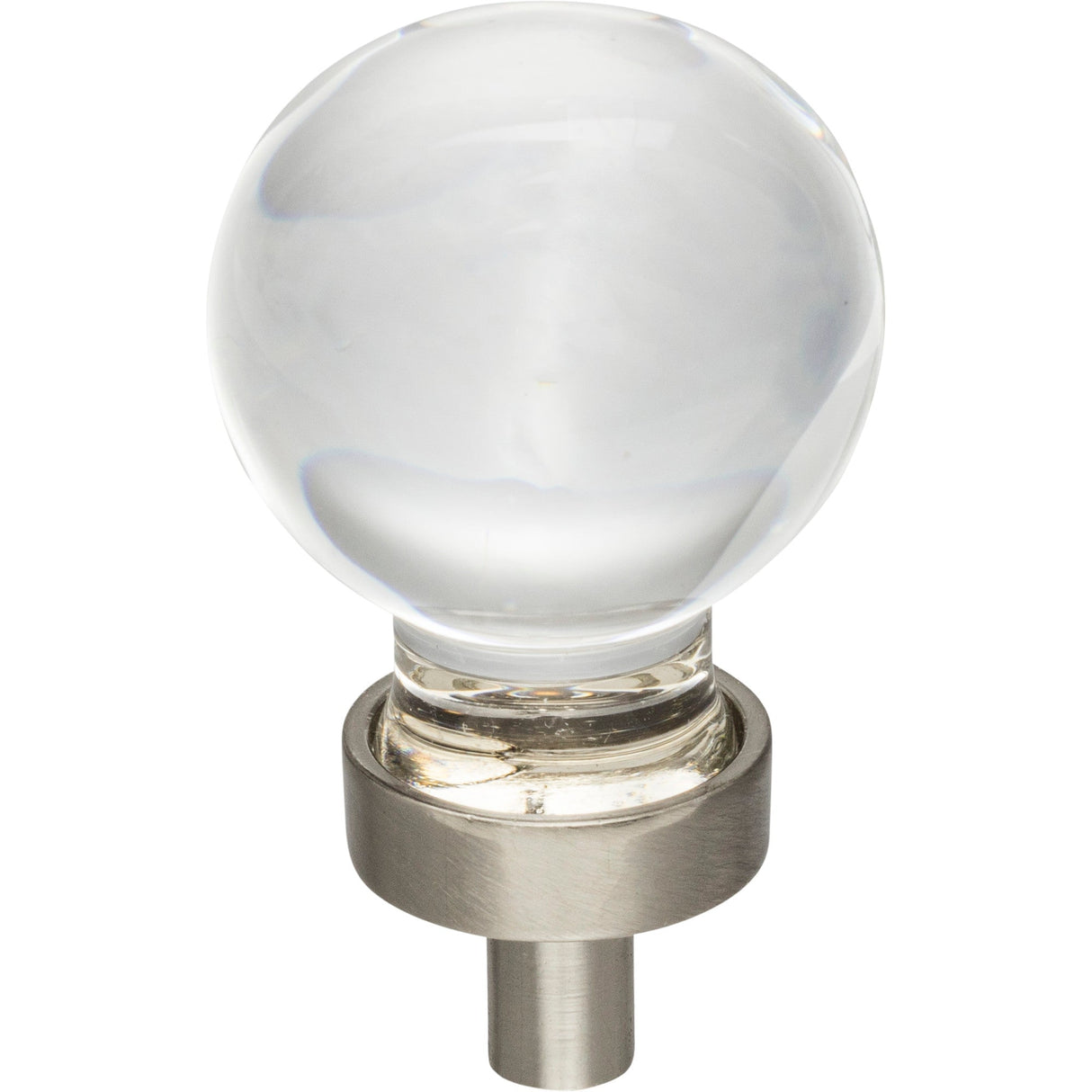 Sphere Glass Harlow Cabinet Knob by Jeffrey Alexander - Satin Nickel