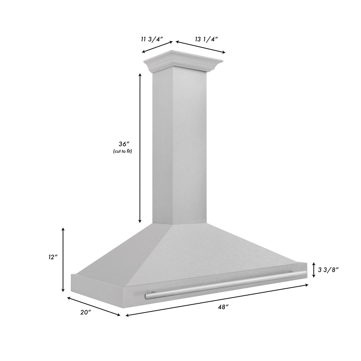 ZLINE 48 in. Fingerprint Resistant Stainless Steel Range Hood with Stainless Steel Handle (KB4SNX-48)