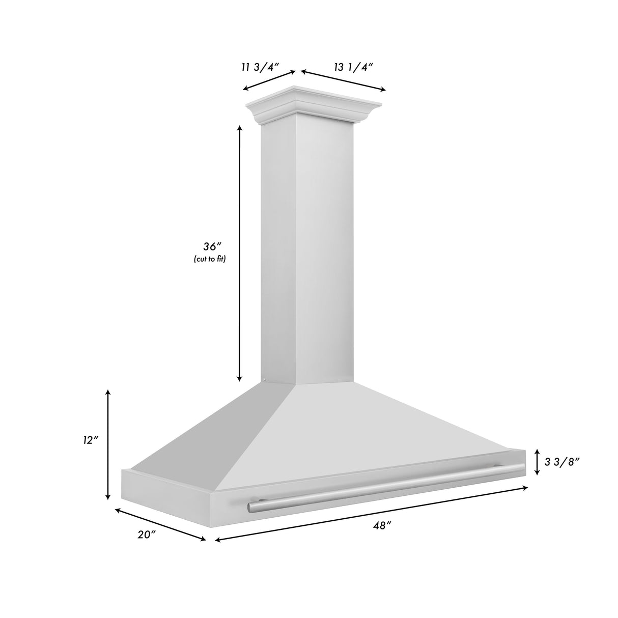 ZLINE 48 in. Stainless Steel Range Hood with Stainless Steel Handle and Colored Shell Options (KB4STX-48)