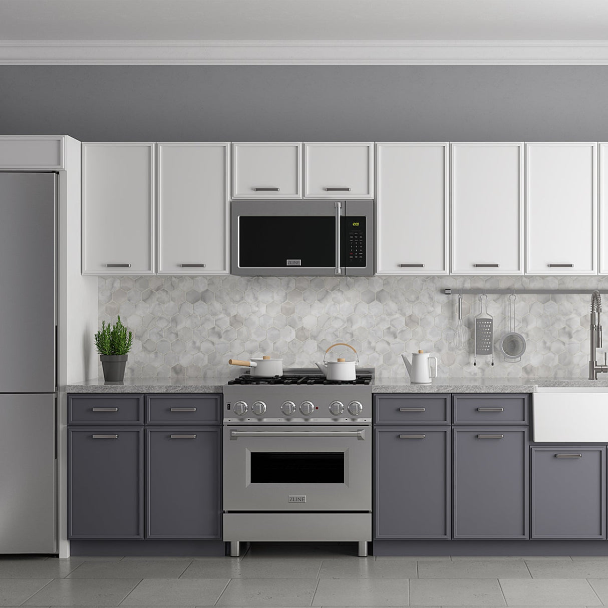 ZLINE 30 in. Kitchen Package with Stainless Steel Gas Range, Traditional Over The Range Microwave and Tall Tub Dishwasher (3KP-SGROTRH30-DWV)