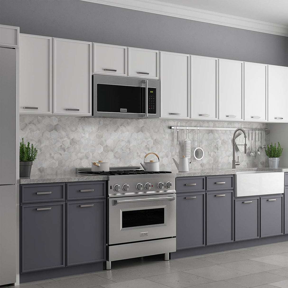 ZLINE 30 in. Kitchen Package with Stainless Steel Gas Range, Traditional Over The Range Microwave and Tall Tub Dishwasher (3KP-SGROTRH30-DWV)