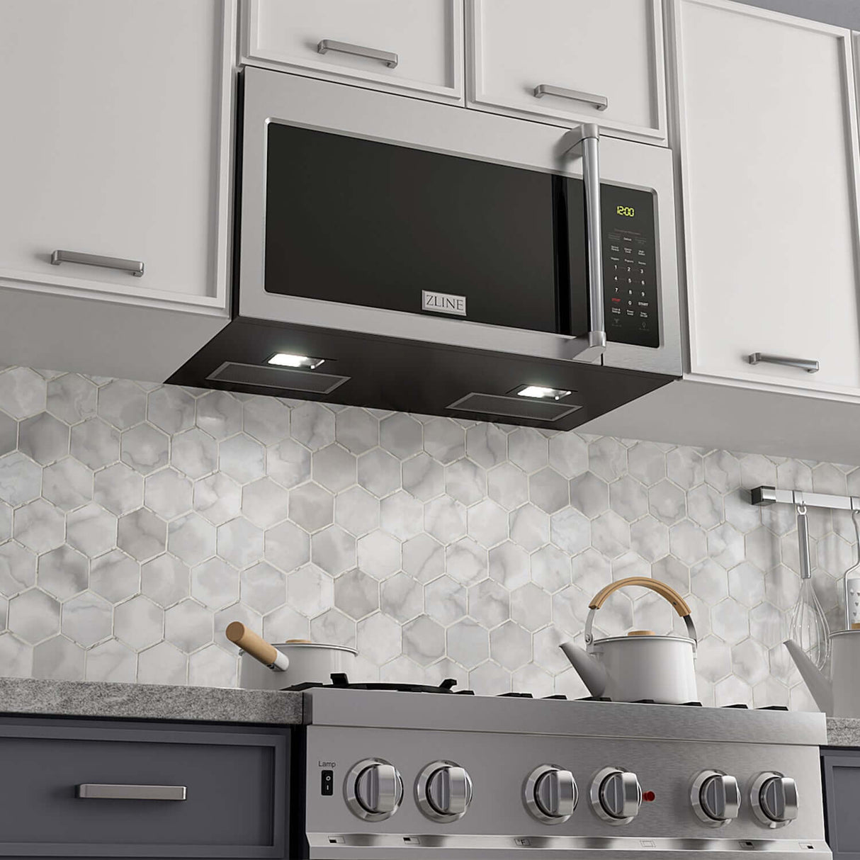 ZLINE 30 in. Kitchen Package Stainless Steel Gas Range and Over The Range Microwave with Traditional Handle (2KP-SGROTRH30)