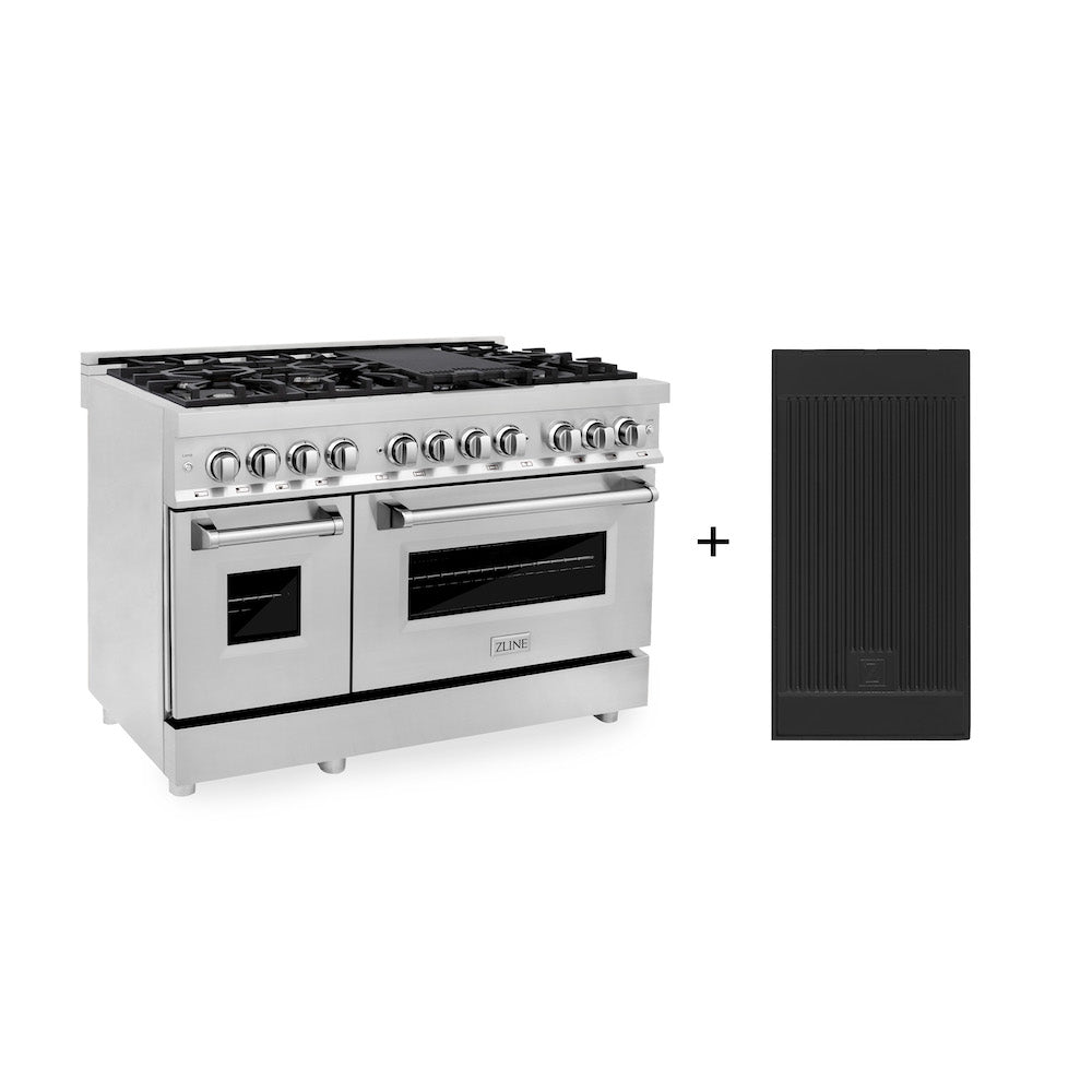 ZLINE 48 in. 6.0 cu. ft. Electric Oven and Gas Cooktop Dual Fuel Range with Griddle in Stainless Steel (RA-GR-48)
