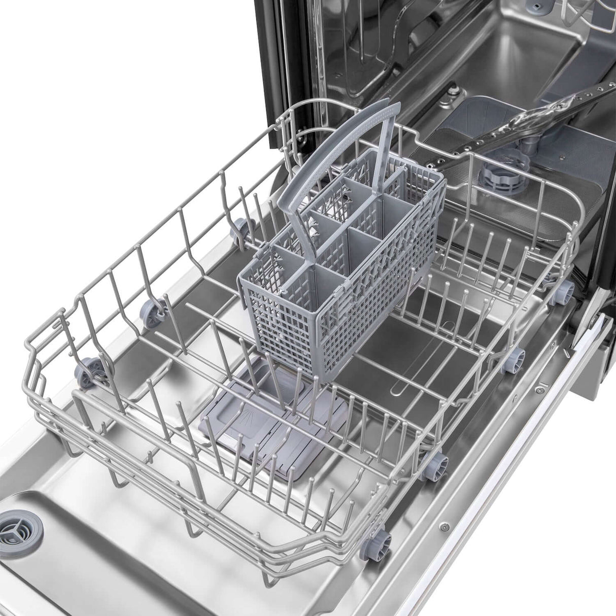 ZLINE 18 in. Compact Top Control Dishwasher with Fingerprint Resistant Panel and Traditional Handle, 52dBa (DW-SN-H-18)