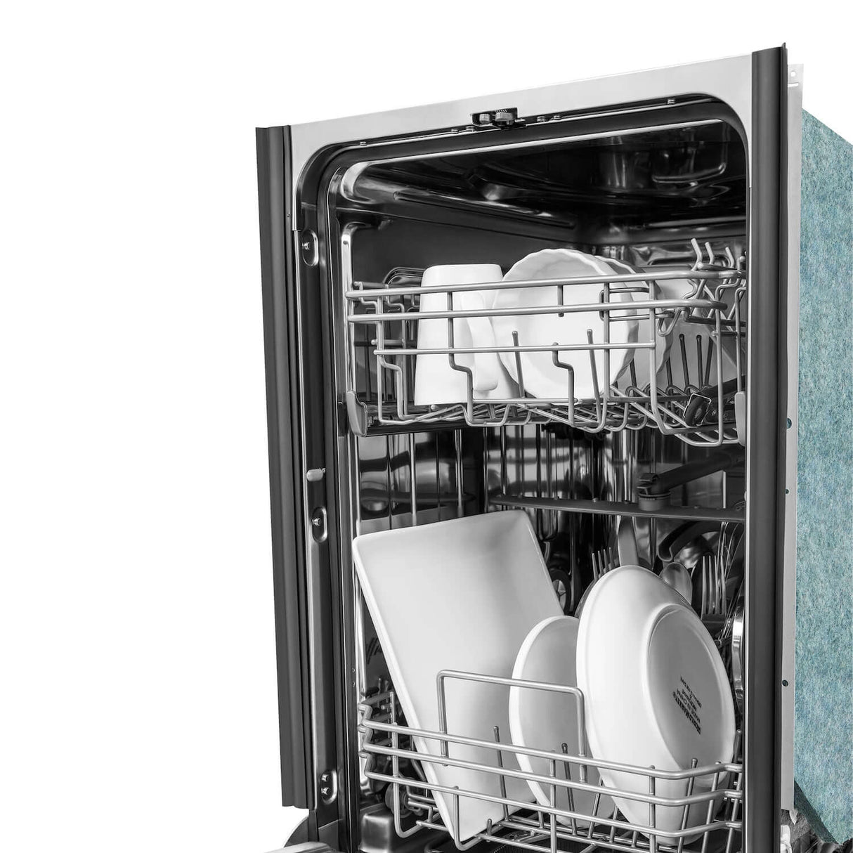 ZLINE 18 in. Compact Top Control Dishwasher with Fingerprint Resistant Panel and Traditional Handle, 52dBa (DW-SN-H-18)