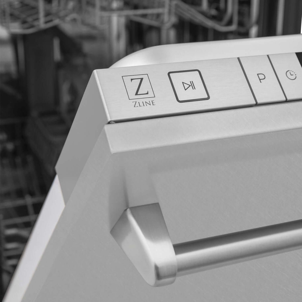 ZLINE 18 in. Compact Top Control Dishwasher with Fingerprint Resistant Panel and Traditional Handle, 52dBa (DW-SN-H-18)