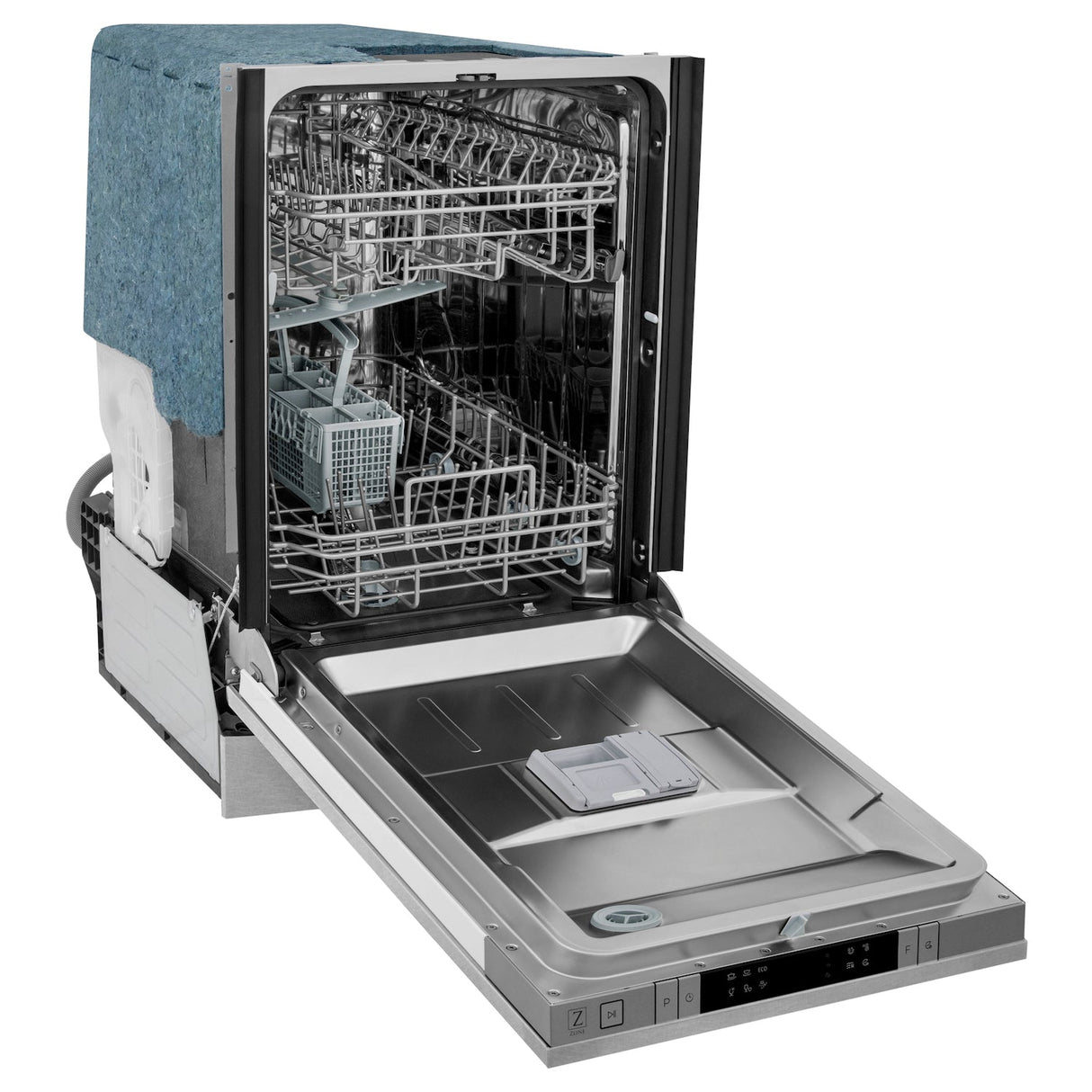 ZLINE 18 in. Compact Top Control Dishwasher with Fingerprint Resistant Panel and Traditional Handle, 52dBa (DW-SN-H-18)