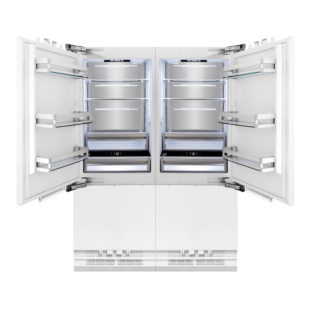 ZLINE Autograph Edition 60 in. 32.2 cu. ft. Panel Ready Built-In 4-Door French Door Refrigerator with Internal Water and Ice Dispenser with Matte Black Handles (RBIVZ-60-MB)