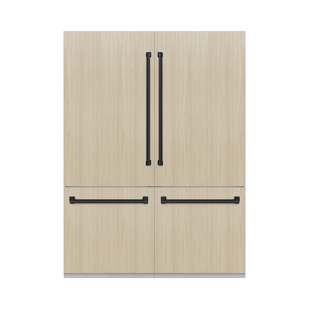 ZLINE Autograph Edition 60 in. 32.2 cu. ft. Panel Ready Built-In 4-Door French Door Refrigerator with Internal Water and Ice Dispenser with Matte Black Handles (RBIVZ-60-MB)