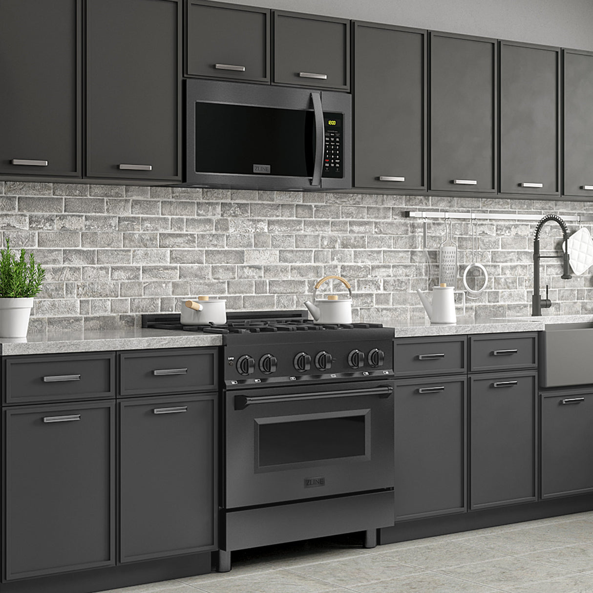 ZLINE Recirculating Over the Range Convection Microwave Oven with Charcoal Filters in Black Stainless Steel (MWO-OTRCF-30-BS)