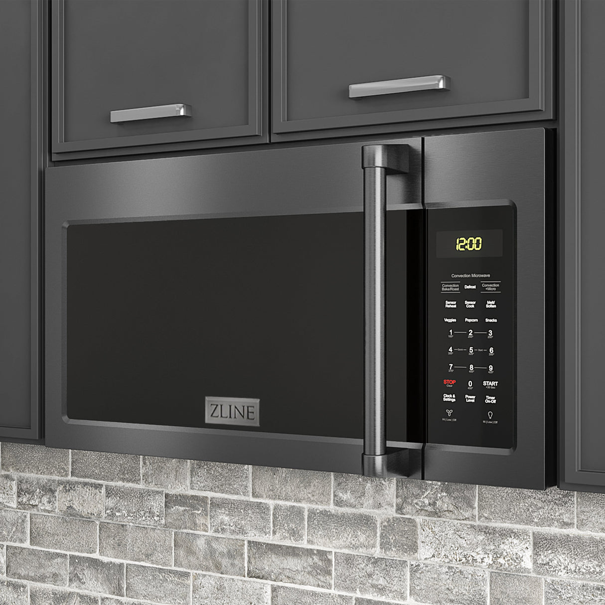 ZLINE 30 in. Black Stainless Steel Over the Range Convection Microwave Oven with Traditional Handle (MWO-OTR-H-BS)