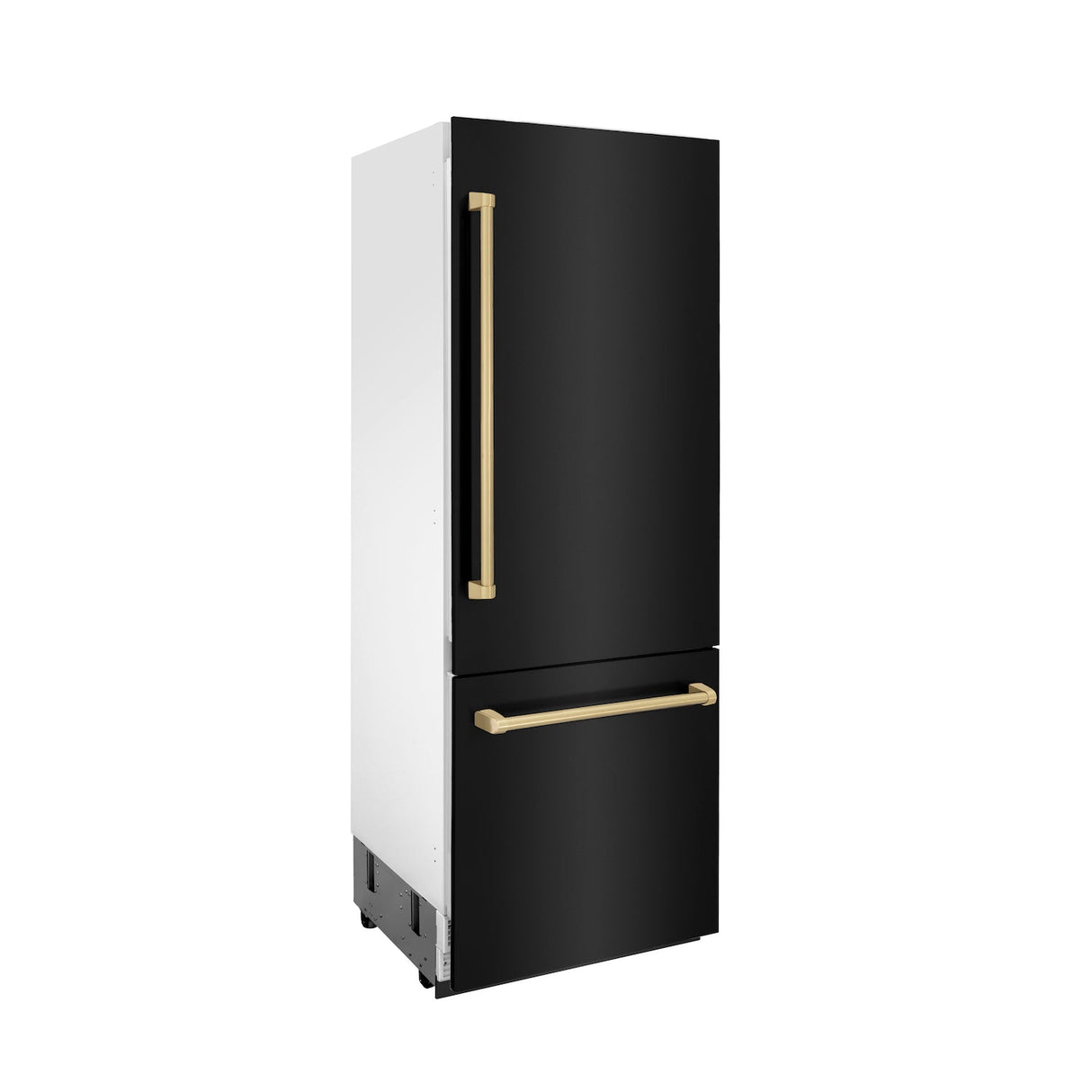 ZLINE 30 in. Autograph Edition 16.1 cu. ft. Built-in 2-Door Bottom Freezer Refrigerator with Internal Water and Ice Dispenser in Black Stainless Steel with Champagne Bronze Accents (RBIVZ-BS-30-CB)