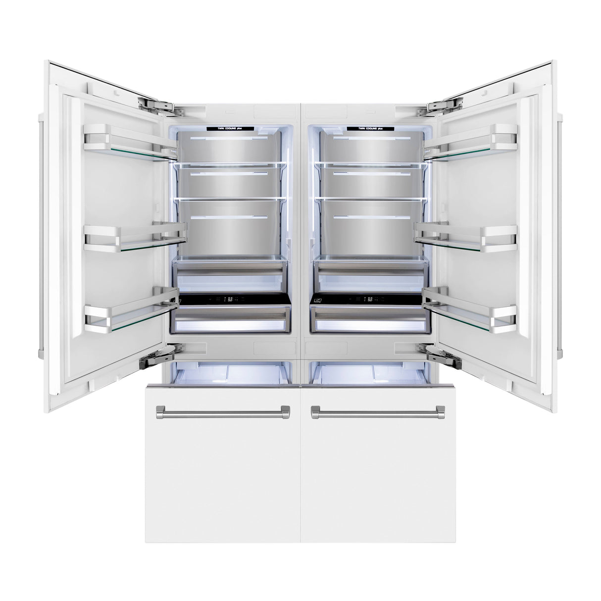 ZLINE 60 in. 32.2 cu. ft. Built-In 4-Door French Door Refrigerator with Internal Water and Ice Dispenser in White Matte (RBIV-WM-60)