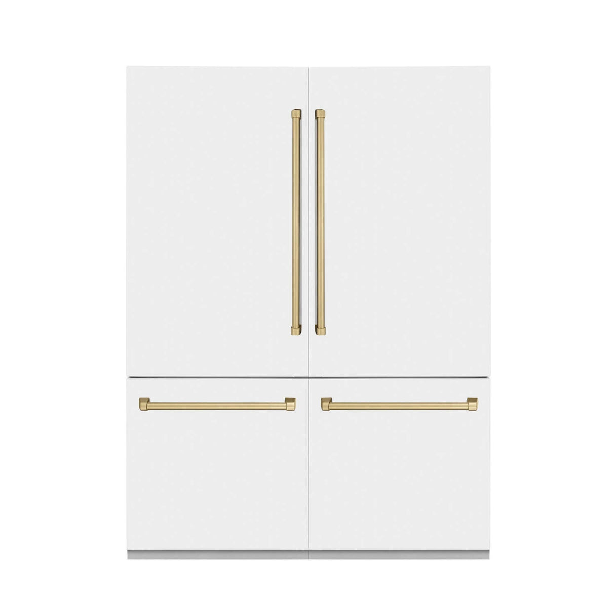 ZLINE 60 in. Autograph Edition 32.2 cu. ft. Built-in 4-Door French Door Refrigerator with Internal Water and Ice Dispenser in White Matte with Champagne Bronze Accents (RBIVZ-WM-60-CB)