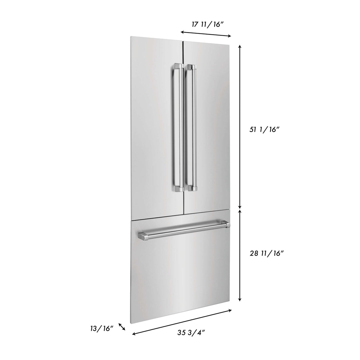 Panels & Handles Only- ZLINE 36 in. Refrigerator Panels in Stainless Steel for a 36 in. Built-in Refrigerator (RPBIV-304-36)