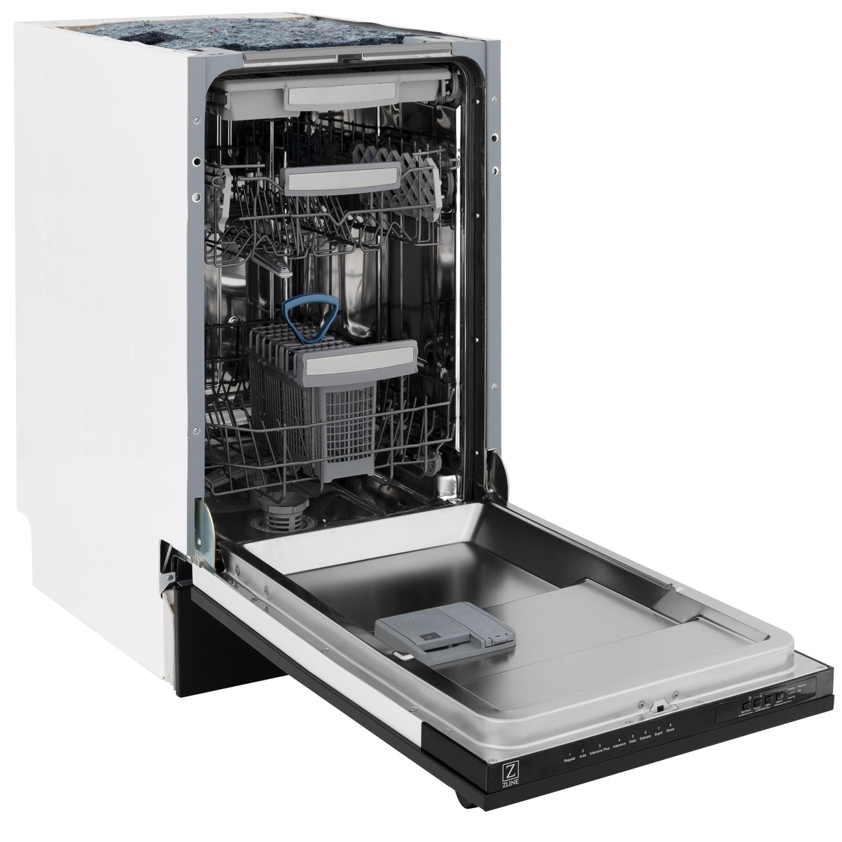 ZLINE 18 in. Tallac Series 3rd Rack Top Control Dishwasher with a Stainless Steel Tub and Black Stainless Panel, 51dBa (DWV-BS-18)