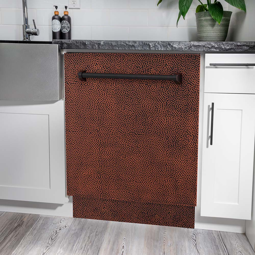 ZLINE 24" Tallac Series 3rd Rack Dishwasher with Hand-Hammered Copper Panel and Traditional Handle, 51dBa (DWV-HH-24)
