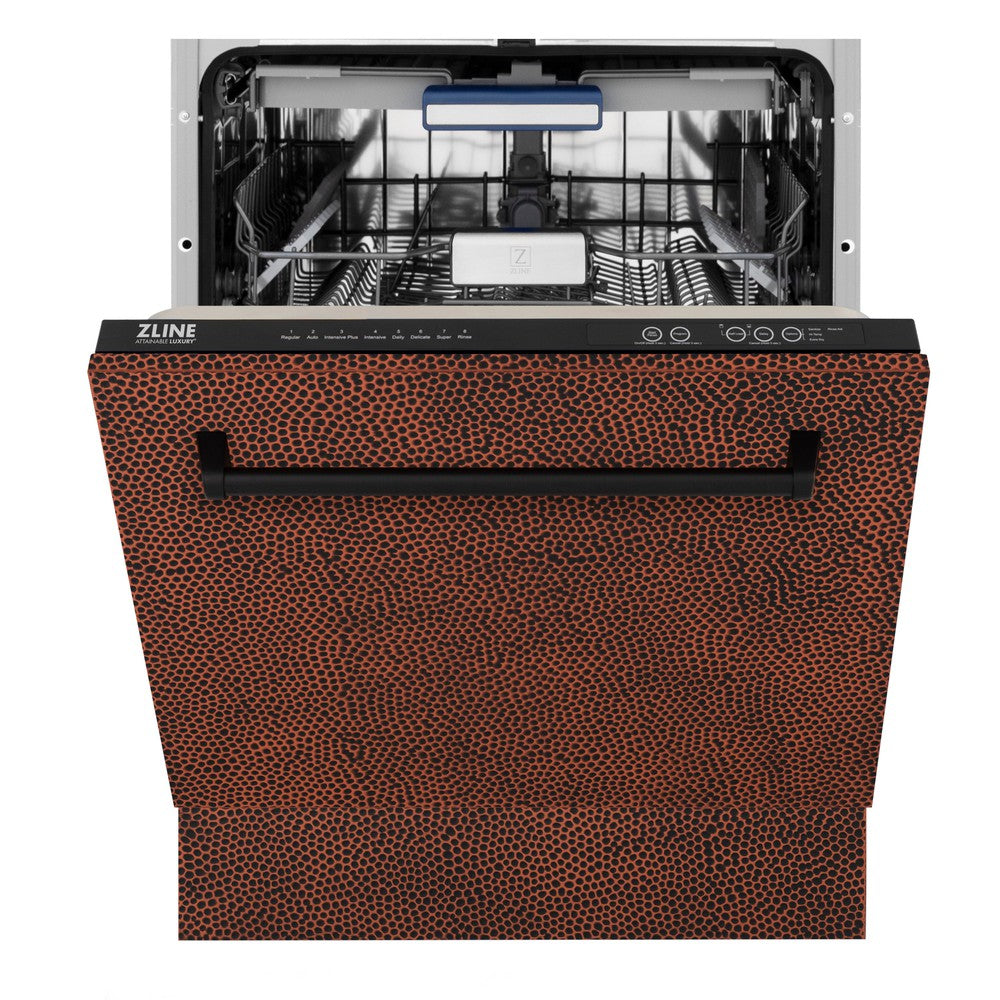 ZLINE 24" Tallac Series 3rd Rack Dishwasher with Hand-Hammered Copper Panel and Traditional Handle, 51dBa (DWV-HH-24)
