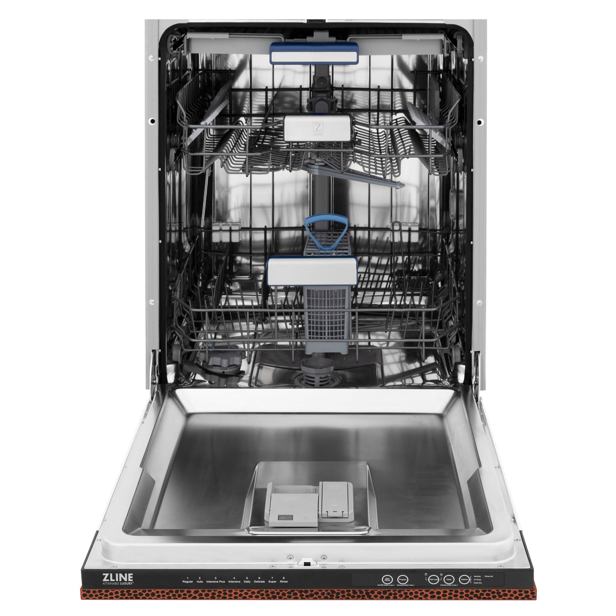 ZLINE 24" Tallac Series 3rd Rack Dishwasher with Hand-Hammered Copper Panel and Traditional Handle, 51dBa (DWV-HH-24)