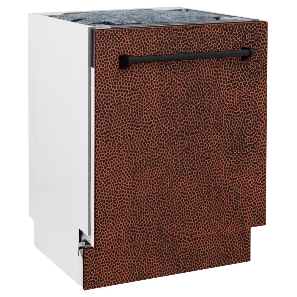 ZLINE 24" Tallac Series 3rd Rack Dishwasher with Hand-Hammered Copper Panel and Traditional Handle, 51dBa (DWV-HH-24)