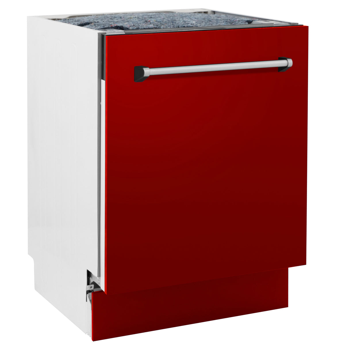 ZLINE 24" Tallac Series 3rd Rack Dishwasher with Red Gloss Panel and Traditional Handle, Color Panel Options, 51dBa (DWV-RG-24)