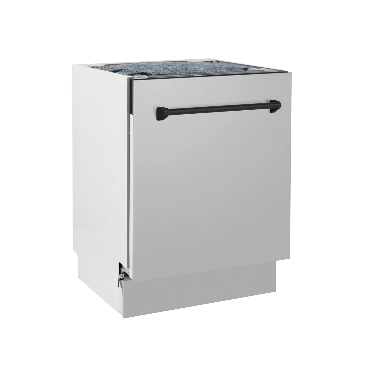 ZLINE Autograph Edition 24 in. 3rd Rack Top Control Tall Tub Dishwasher in Stainless Steel with Matte Black Handle, 51dBa (DWVZ-304-24-MB)