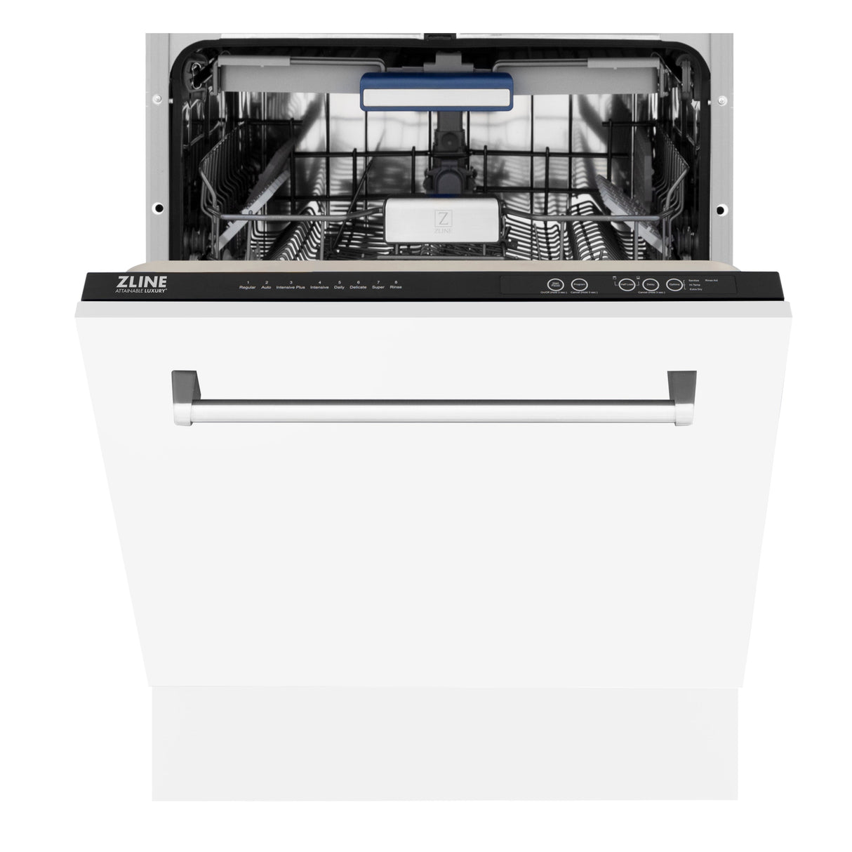 ZLINE 24" Tallac Series 3rd Rack Dishwasher with White Matte Panel and Traditional Handle, 51dBa (DWV-WM-24)