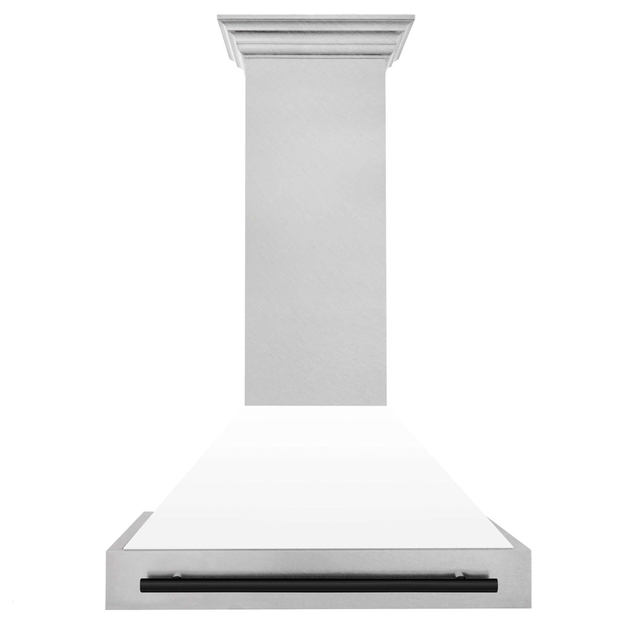36 in. ZLINE Autograph Edition Fingerprint Resistant Stainless Steel Range Hood with White Matte Shell and Accented Handle (8654SNZ-WM36)