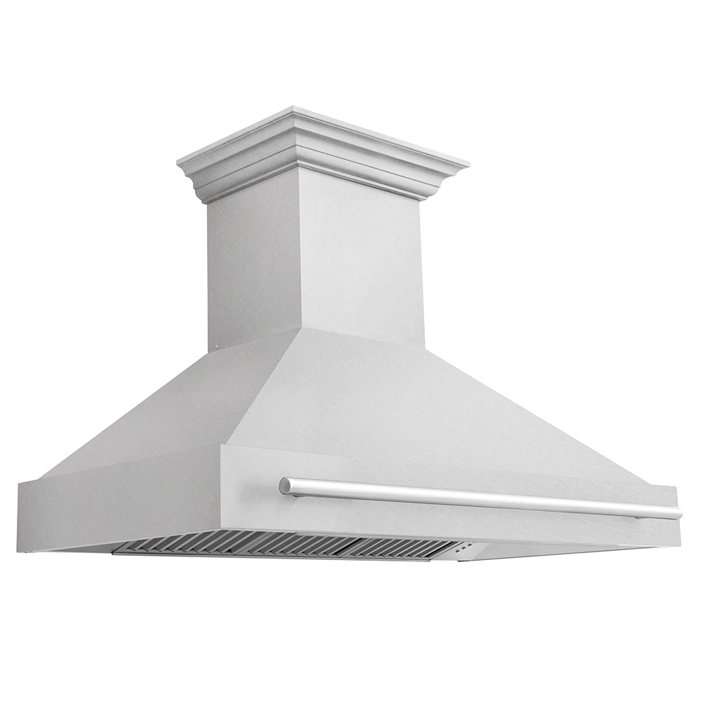 ZLINE 48 in. Fingerprint Resistant Stainless Steel Range Hood with DuraSnow shell.
