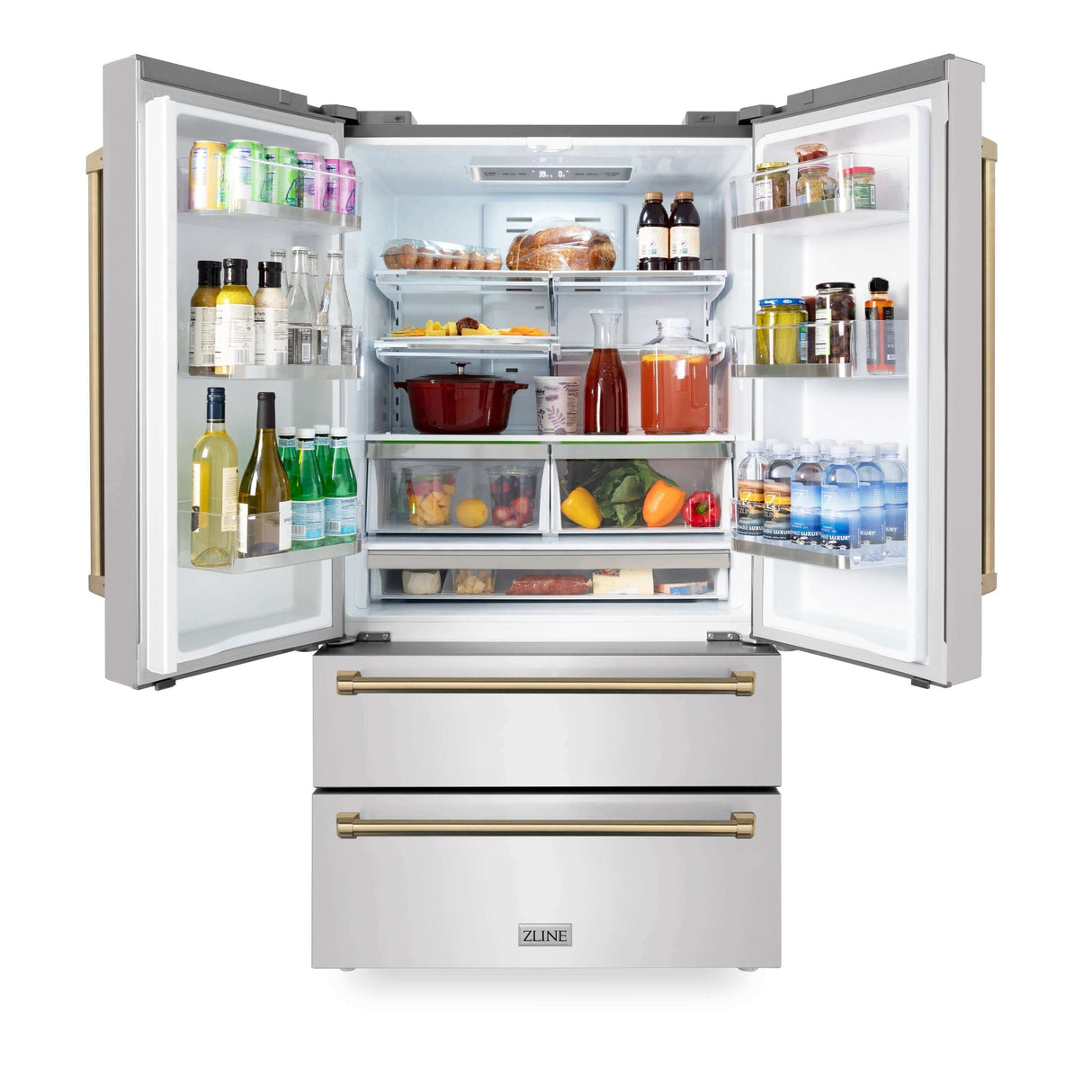ZLINE 30 in. Autograph Edition Kitchen Package with Stainless Steel Dual Fuel Range, Range Hood, Dishwasher and Refrigeration with Champagne Bronze Accents (4KAPR-RARHDWM30-CB)