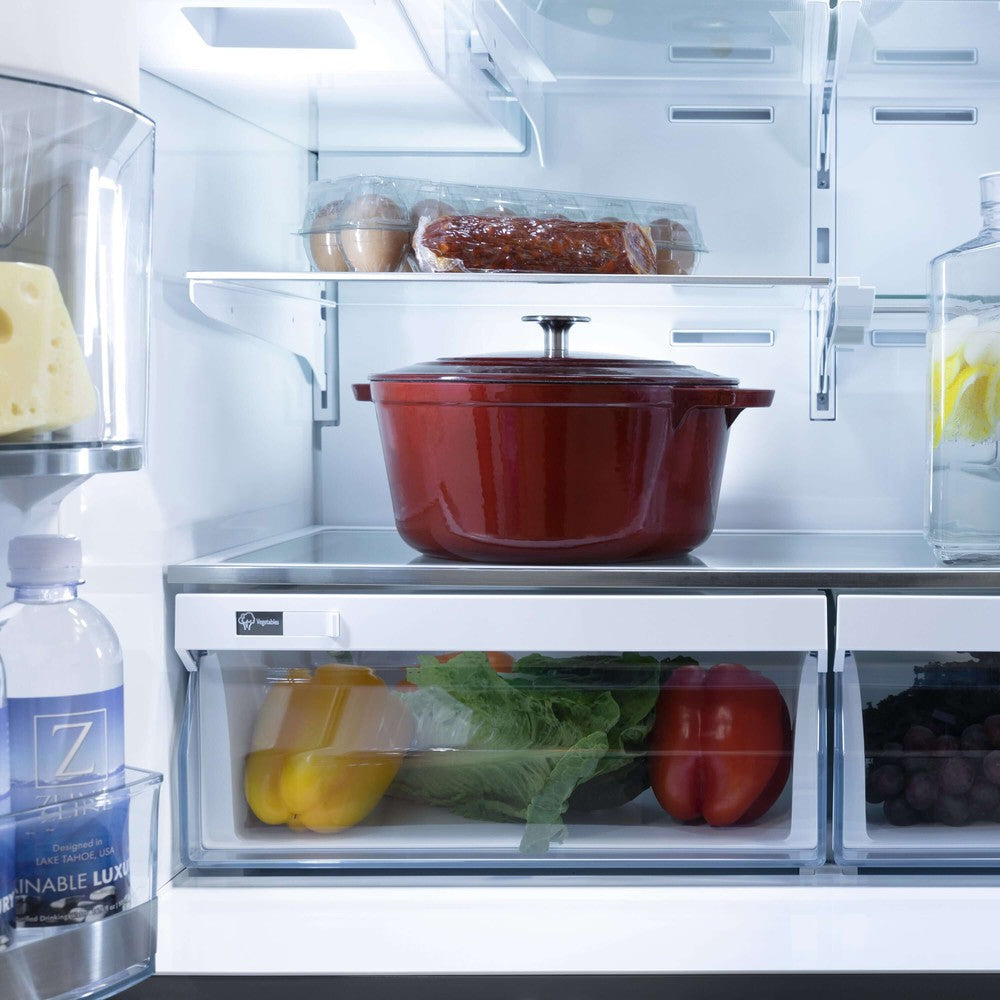 ZLINE 36 in. 21.6 cu. ft Freestanding French Door Fingerprint Resistant Refrigerator with Water and Ice Dispenser and Filter (RFM-W-WF-36)