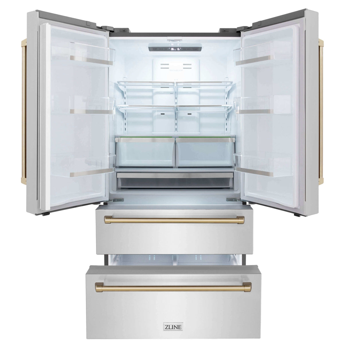 ZLINE 30 in. Autograph Edition Kitchen Package with Stainless Steel Dual Fuel Range, Range Hood, Dishwasher and Refrigeration with Champagne Bronze Accents (4KAPR-RARHDWM30-CB)