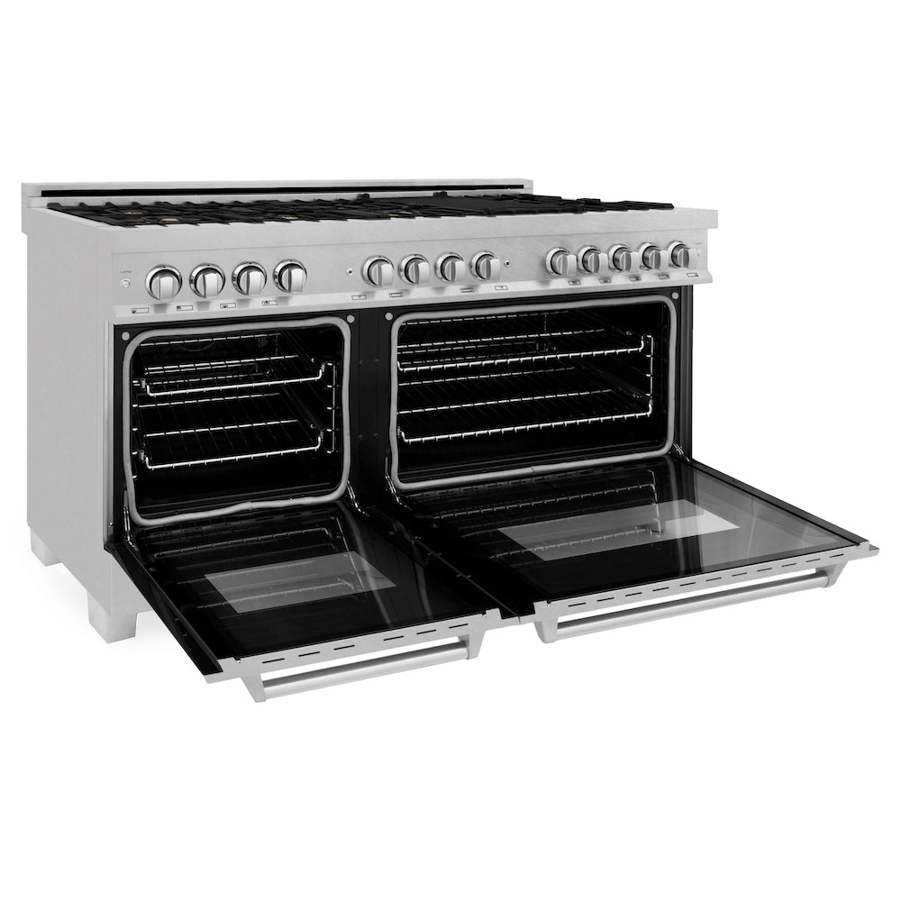ZLINE 60 in 7.4 cu. ft. Dual Fuel Range with Gas Stove and Electric Oven in Fingerprint Resistant Stainless Steel with Brass Burners (RAS-SN-BR-60)