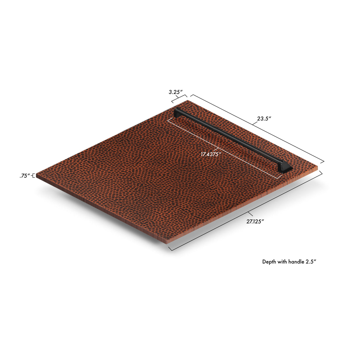 ZLINE 24" Tallac Series 3rd Rack Dishwasher with Hand-Hammered Copper Panel and Traditional Handle, 51dBa (DWV-HH-24)