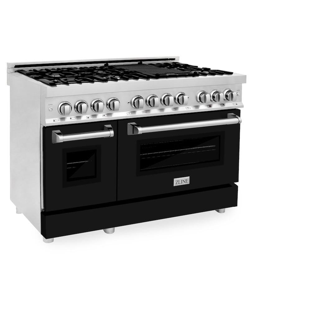 ZLINE 48 in. Professional Dual Fuel Range in Stainless Steel with Black Matte Door (RA-BLM-48)