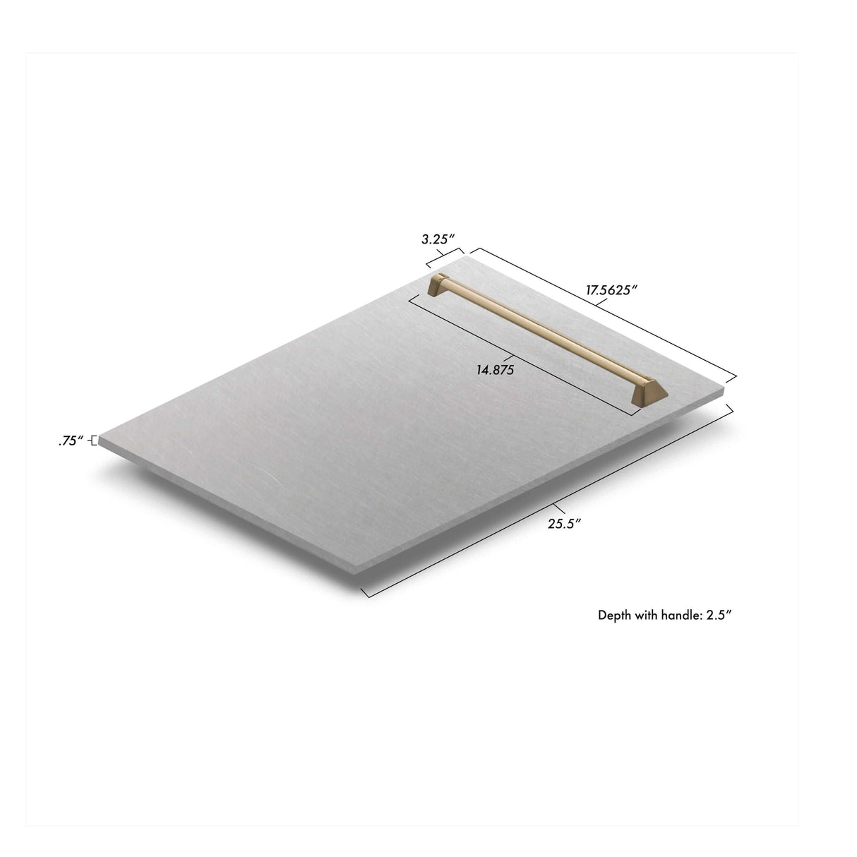 ZLINE 18 in. Autograph Edition Tallac Dishwasher Panel in DuraSnow Stainless Steel with Champagne Bronze Handle (DPVZ-SN-18-CB)