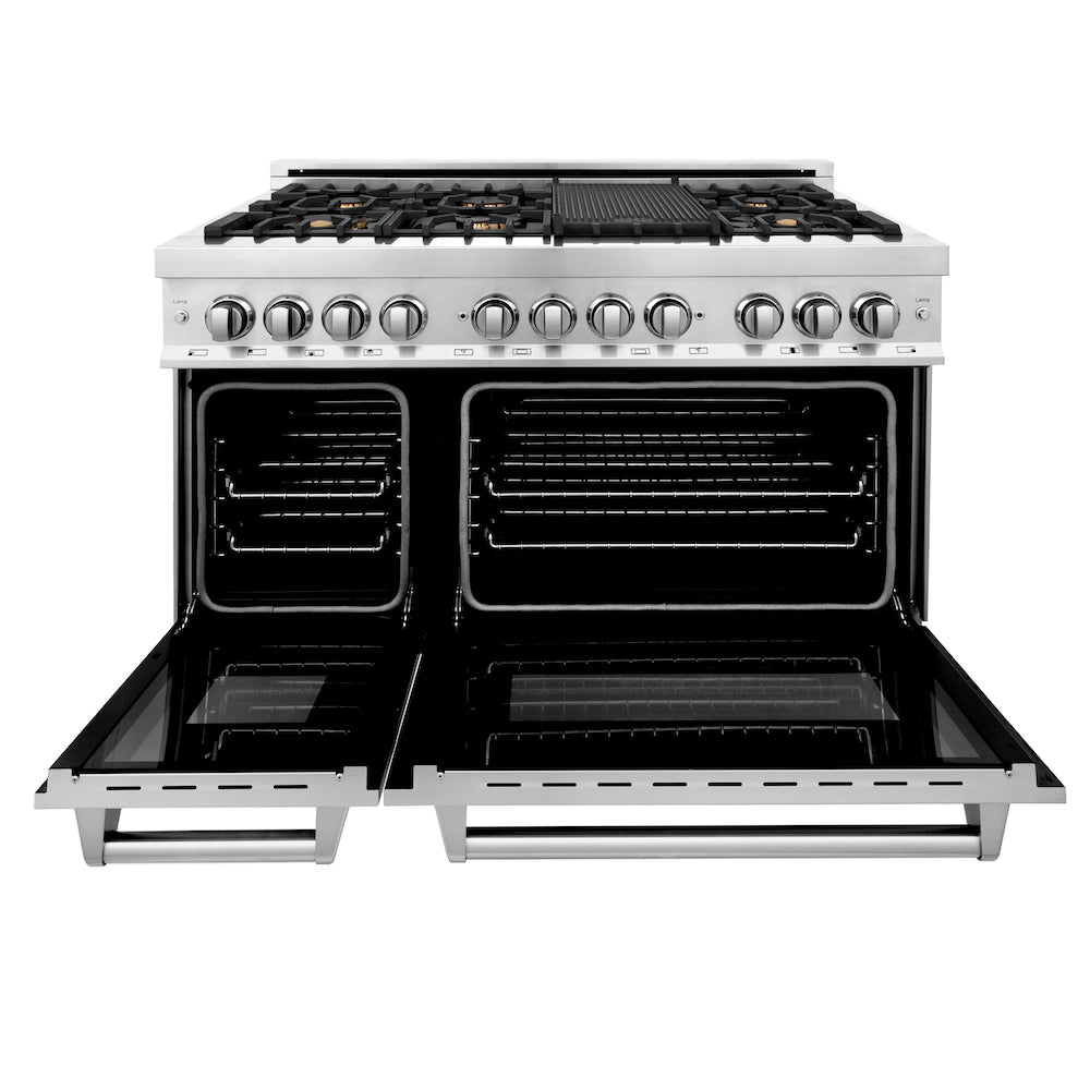 ZLINE 48 in. Professional Dual Fuel Range in Stainless Steel with Brass Burners (RA-BR-48)